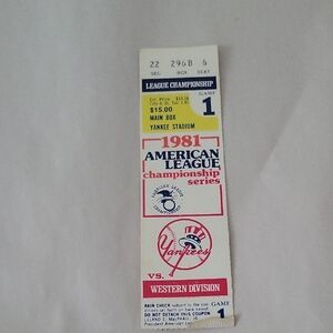 1981 American League Championship Series Ticket